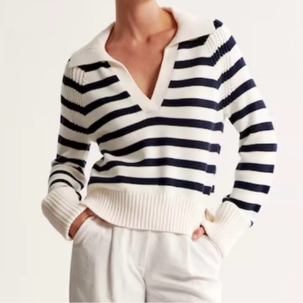 Abercrombie and Fitch Striped V-Neck Sweater